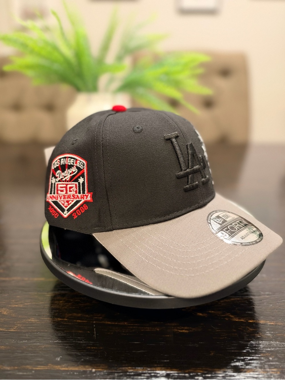 New Era Kids Los Angeles Dodgers Black and Gray Cap with Red Patch